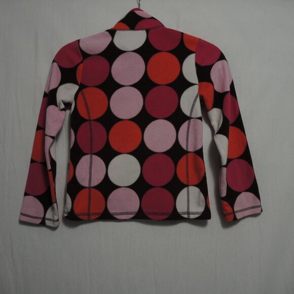 4/$25 Girl Bundle 2 Fleece 1/4 Zip Jackets Gray Leopard Large Colorful Dots Sz M - Picture 3 of 12